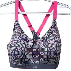 Victoria's Secret VSX Adjustable Crisscross Logo Print Sports Bra 34D